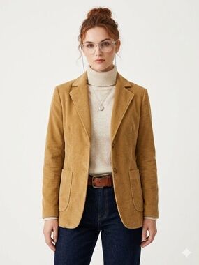 VTG Gordon of Philadelphia Corduroy Blazer Jacket Camel Gold Women Size 12 Retro